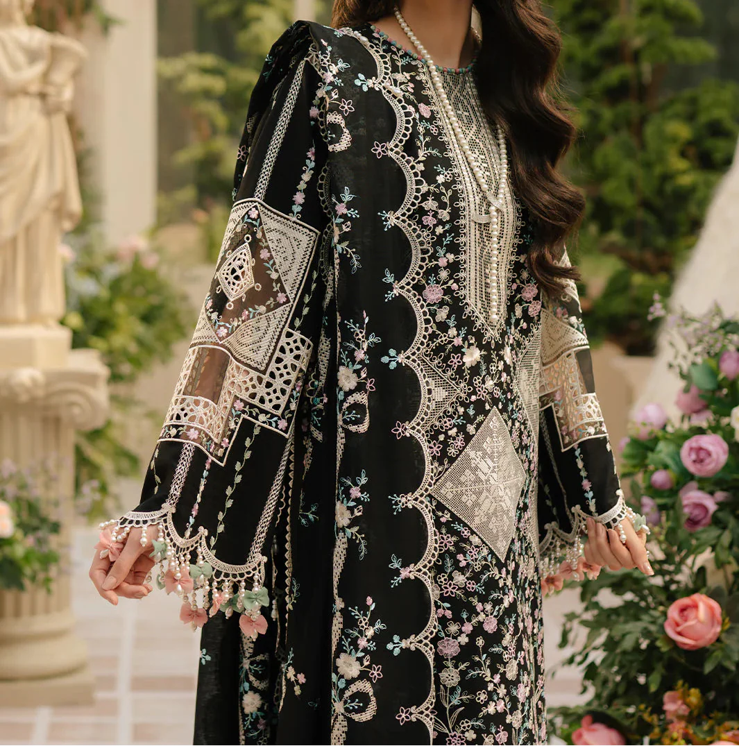 Grace Z-(S1373) - Stitched Embroidered 3pc Lawn Dress With Embroidered Chiffon Dupatta.