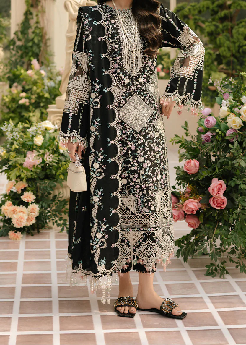 Grace Z-(S1373) - Stitched Embroidered 3pc Lawn Dress With Embroidered Chiffon Dupatta.