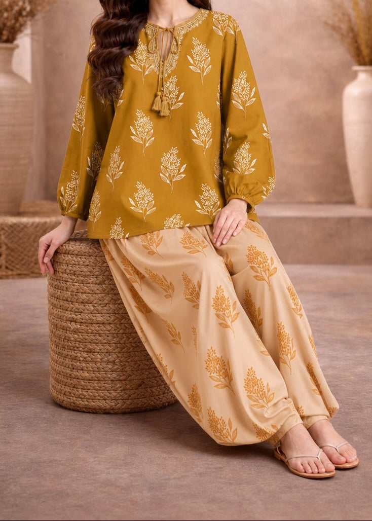 Grace W1060 - Digital Printed 2pc Silk Dress.