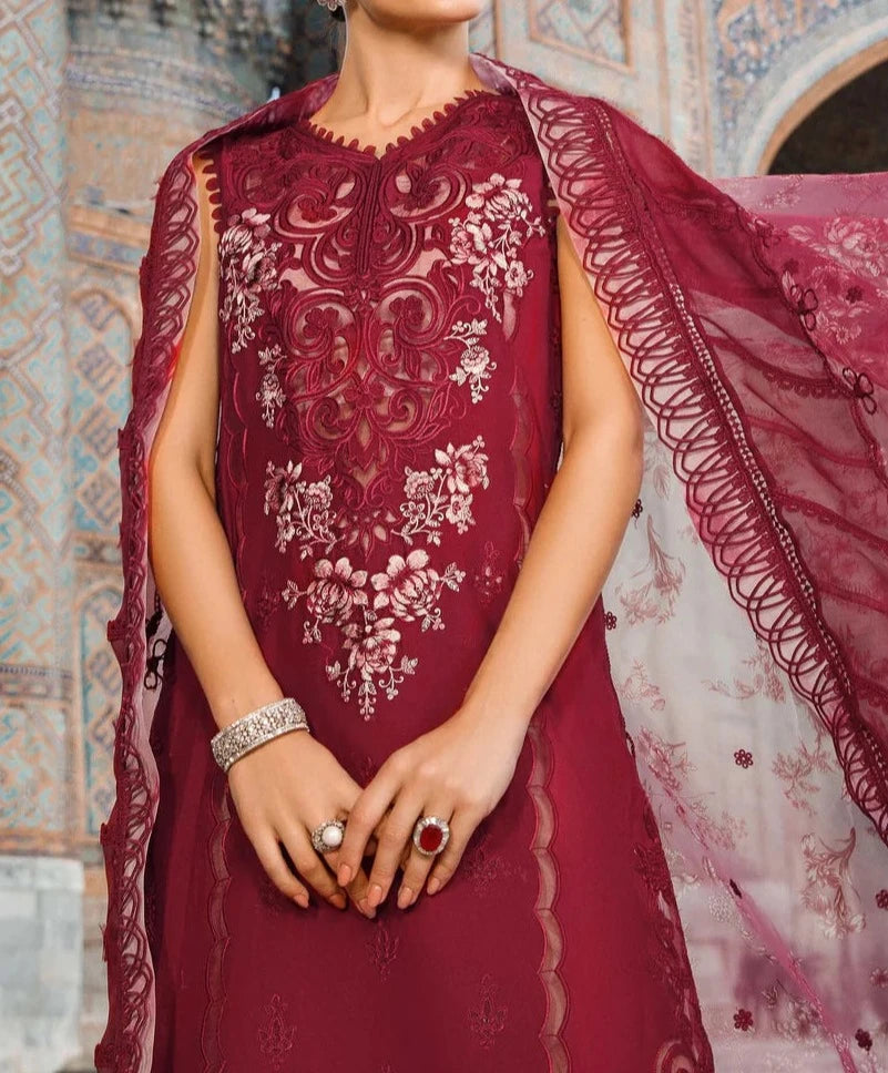 Grace S644-Embroidered 3pc chickan lawn dress with Embroidered Chiffon dupatta.