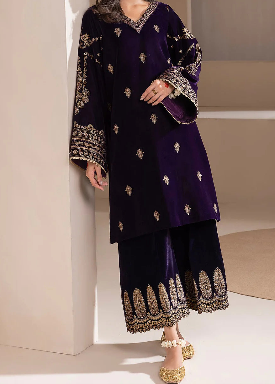 Grace W937-Embroidered 2pc Velvet Dress.
