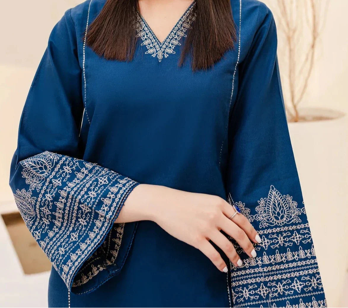 Grace Z-(W684) - Stitched Embroidered 2pc Marina dress