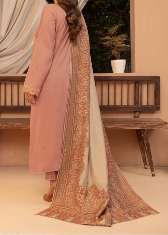 Grace W830-Embroidered 3pc Marina Dress With Printed Shawl.