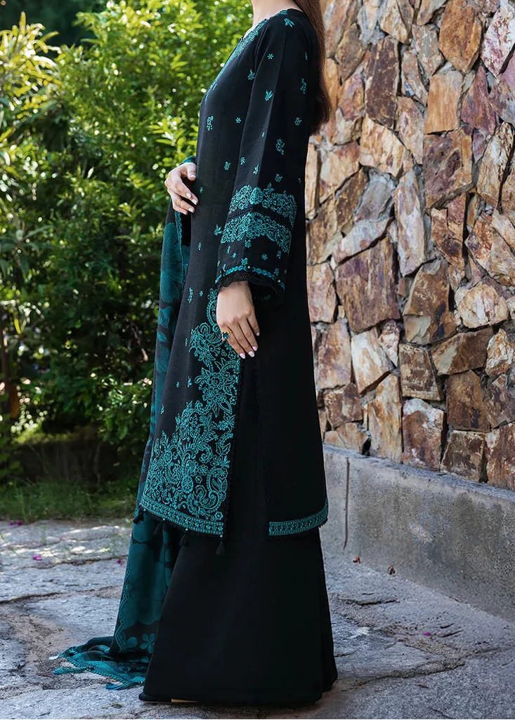 Grace Z-(W994) - Stitched Embroidered 3pc Marina Dress With Printed Shawl.