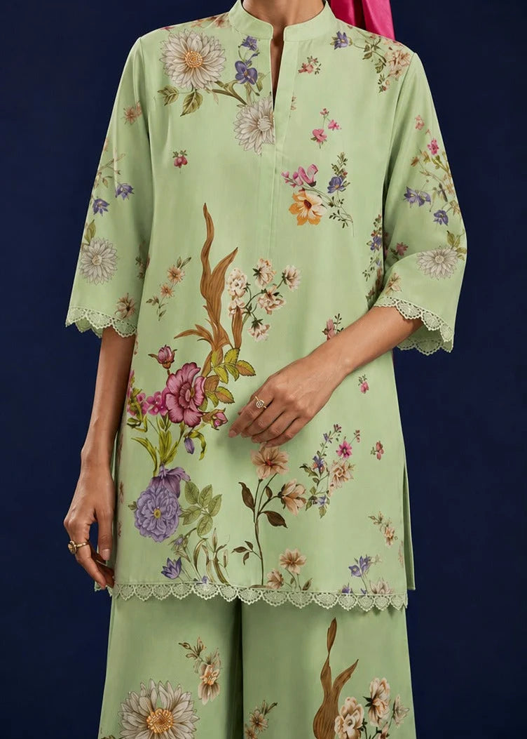 Grace Z-(W1063) - Stitched Digital Printed 2pc Silk Dress.