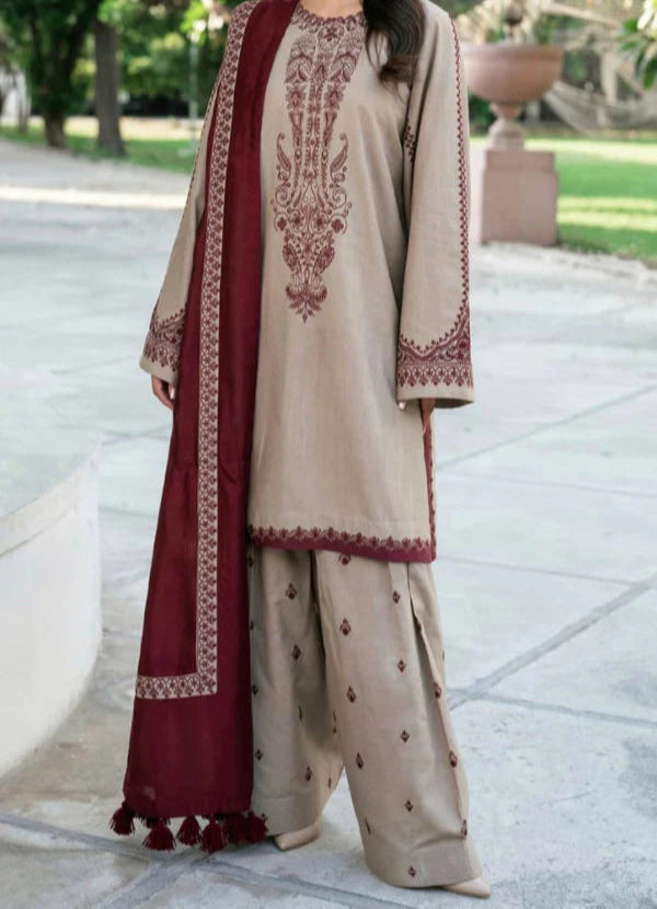 Grace S1235-Embroidered 3pc Lawn Dress With Printed Lawn Dupatta.