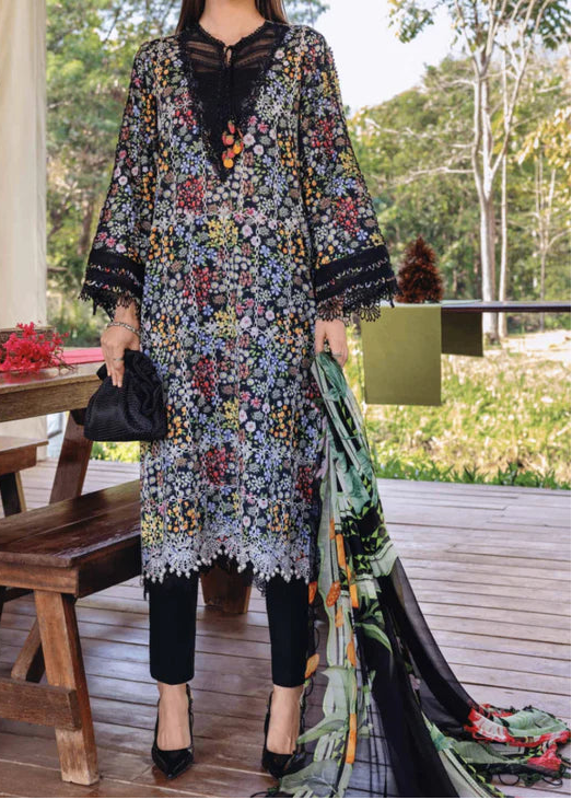 Grace S1362 - Printed & Embroidered 3pc Chickankari Lawn Dress With Embroidered Sequence Chiffon Dupatta.