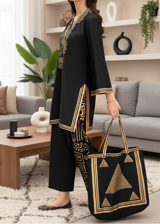 Grace W505-Embroidered 2Pc marina Dress.