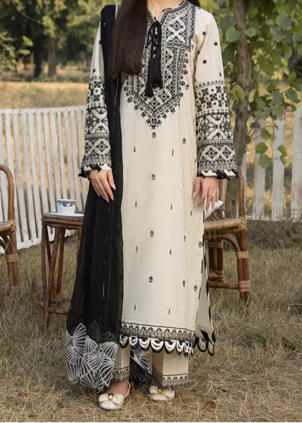 Grace S1222-Embroidered 3pc Lawn Dress With Embroidered Chiffon Dupatta.