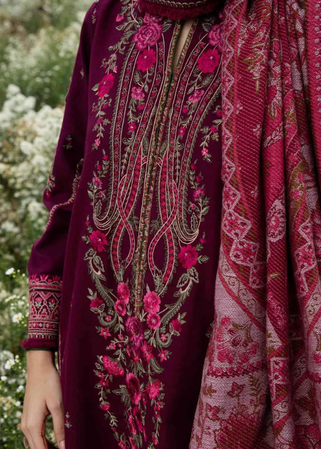 Grace W1001-Embroidered 3pc Marina Dress With Printed Shawl.