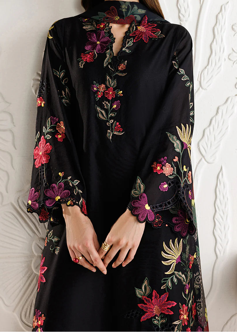 Grace W1089 - Embroidered 3pc CHIKANKARI  Marina  Dress With Printed Shawl.