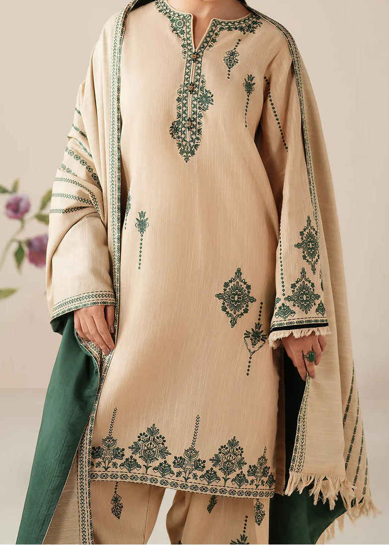Grace W861-Embroidered 3pc Marina Dress With Printed Shawl.