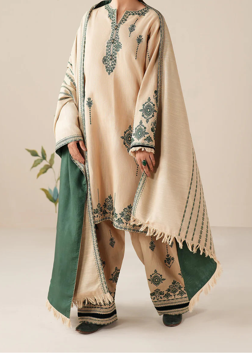 Grace W861-Embroidered 3pc Marina Dress With Printed Shawl.