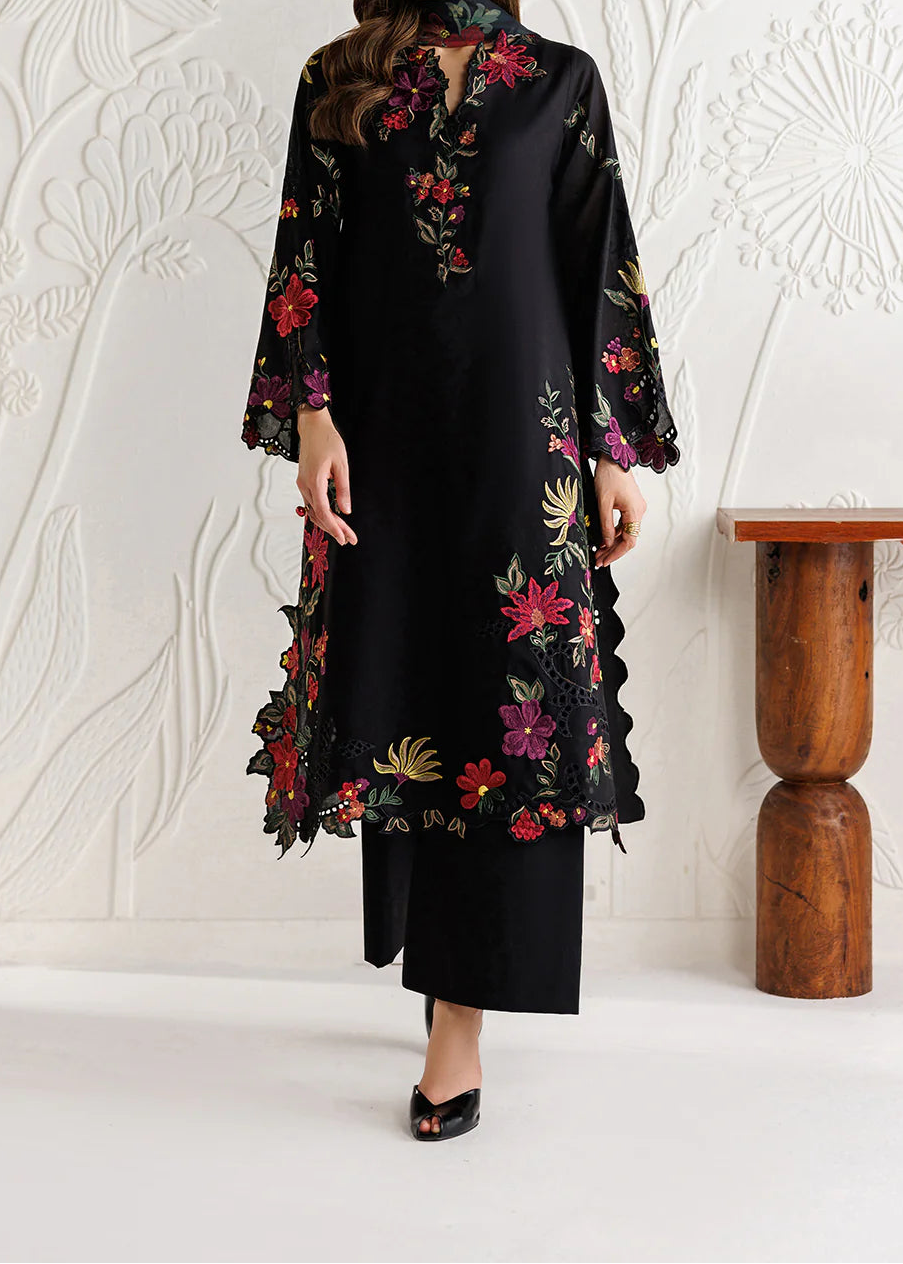 Grace W1089 - Embroidered 3pc CHIKANKARI  Marina  Dress With Printed Shawl.