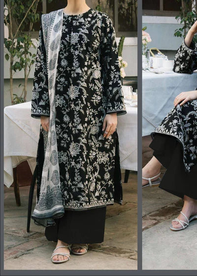 Grace W742-Embroidered 3pc Marina Dress With Printed Shawl.