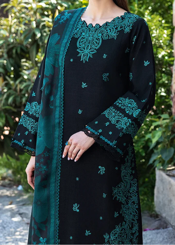 Grace Z-(W994) - Stitched Embroidered 3pc Marina Dress With Printed Shawl.
