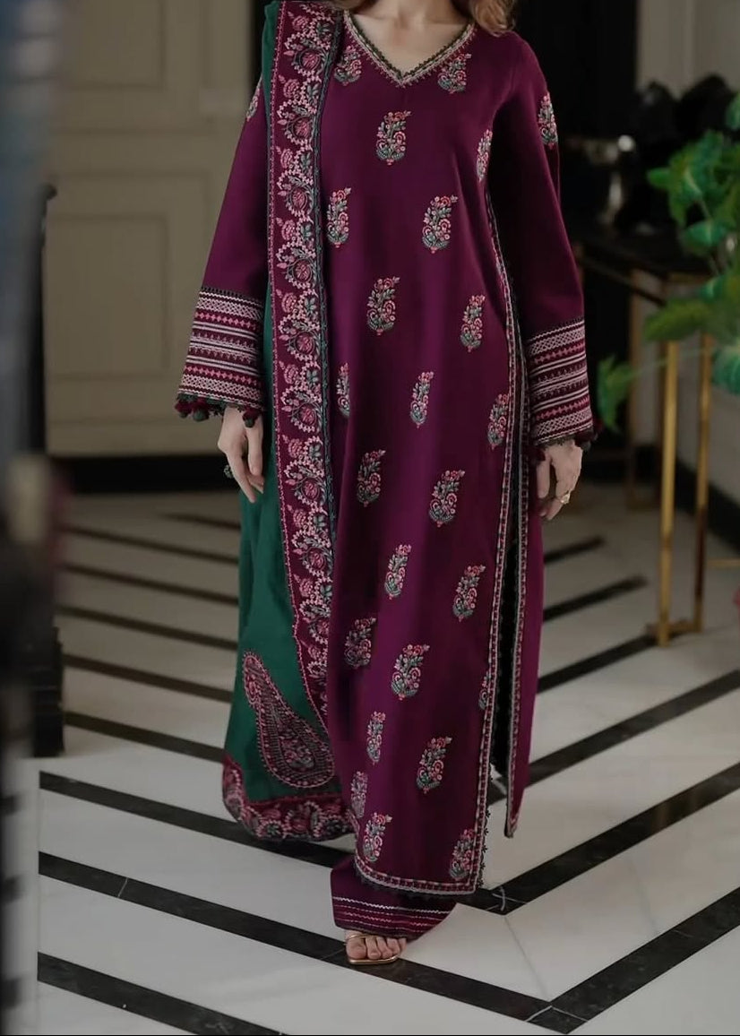 Grace W775 - Embroidered 3pc Marina Dress With Embroidered Marina Shawl.