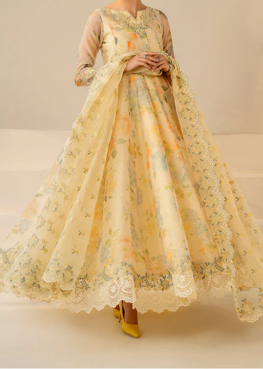 Grace S1334 - Printed & Embroidered 3pc Lawn Dress With Embroidered Chiffon Dupatta.