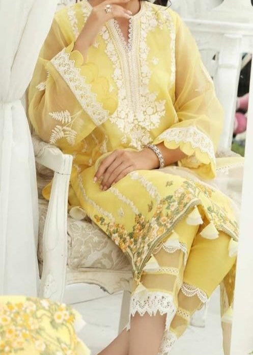 Grace S804-Embroidered 3pc organza dress with Embroidered organza duppata.