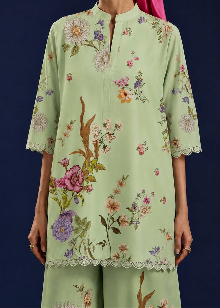Grace W1063 - Digital Printed 2pc Silk Dress.