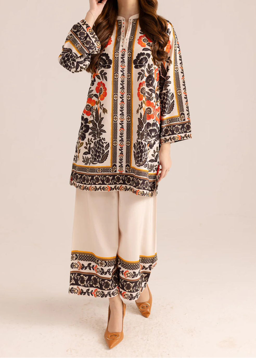 Grace W966- Digital Printed 2pc Karandi Dress.