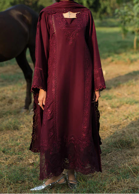 Grace S1338-Embroidered 3pc Lawn Dress With Embroidered Chiffon Dupatta.