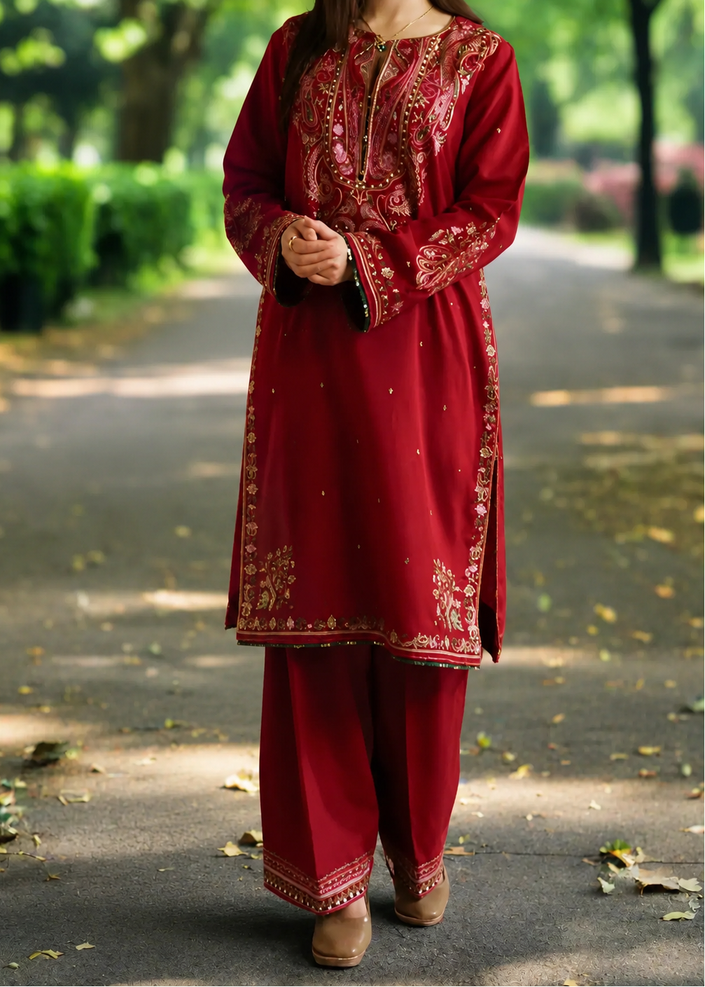 Grace W1023- Embroidered 2PC Khaddar Dress.