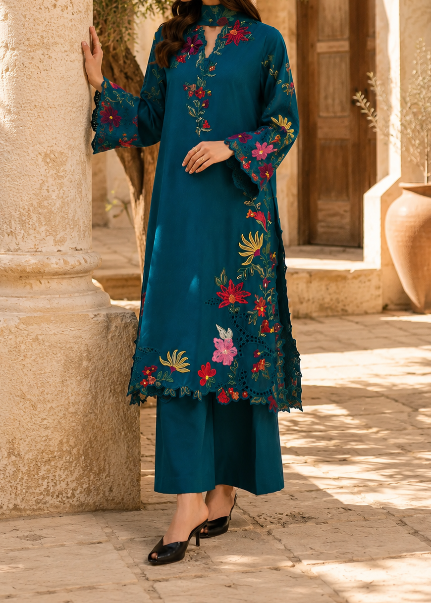 Grace S1499 - Embroidered 3pc CHIKANKARI Lawn Dress With Printed Lawn Dupatta.