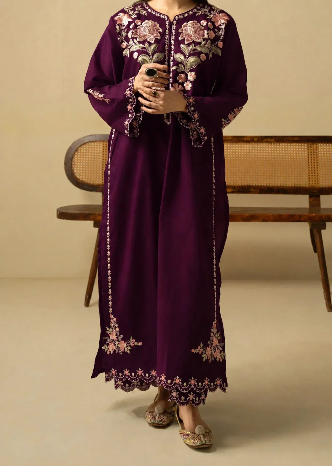 Grace Z-(W1034) - Stitched Embroidered 2pc Marina Dress.
