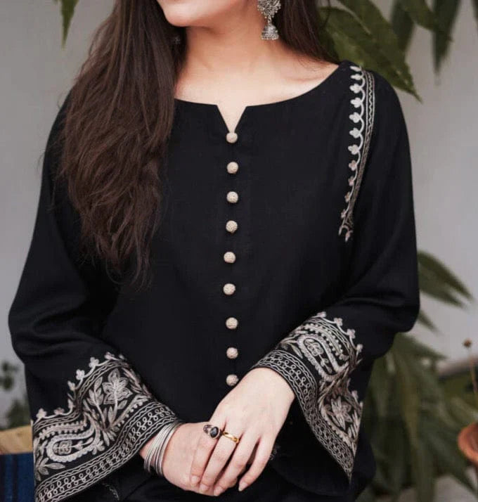 Grace Z-(W679) - Stitched Embroidered 2pc Linen dress