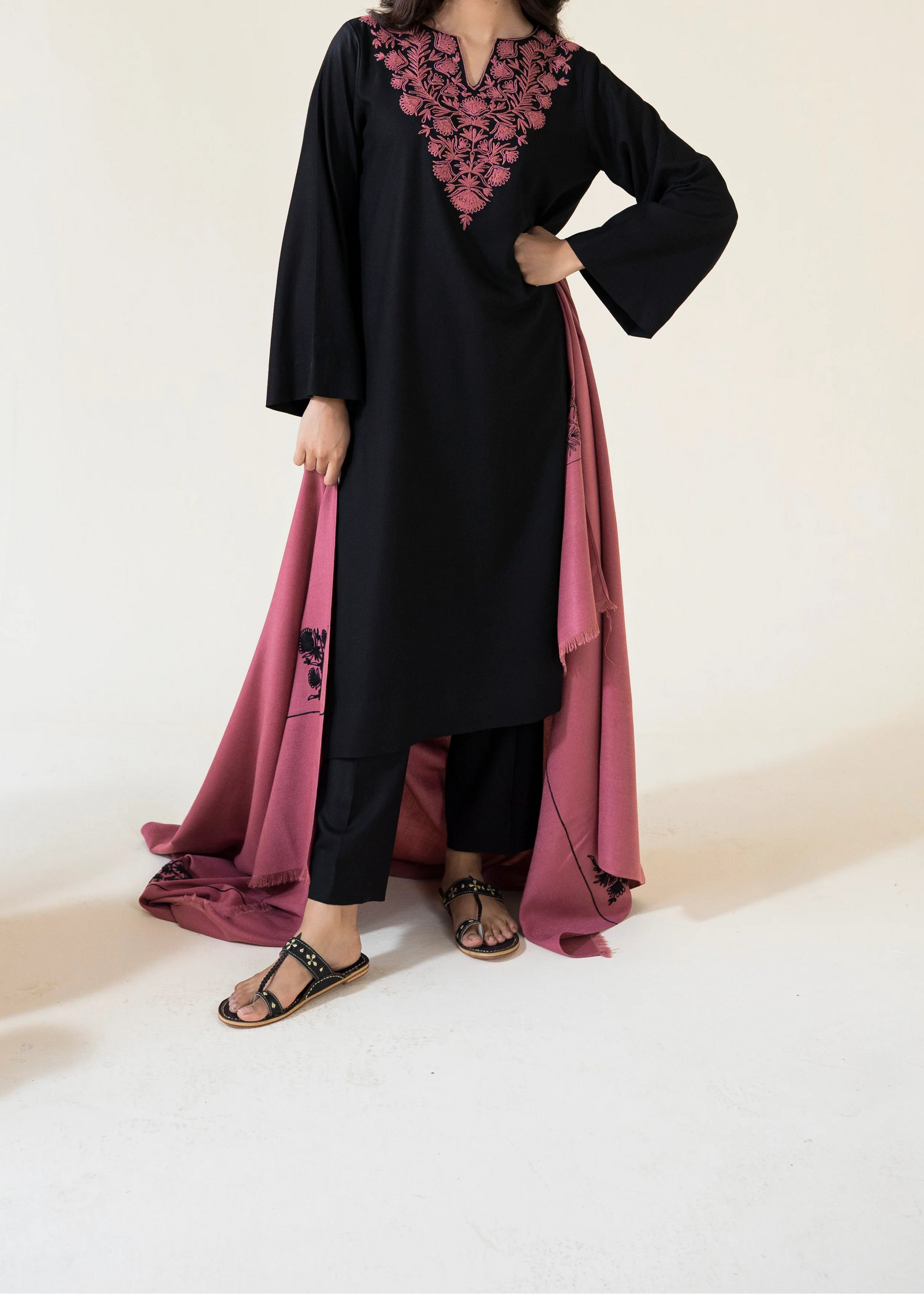 Grace W935-Embroidered 3pc Marina Dress With Embroidered Marina Shawl.