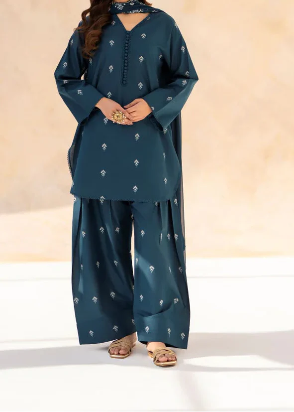 Grace Z-(S1434) - Stitched Embroidered 3pc Lawn Dress With Embroidered Chiffon Dupatta.