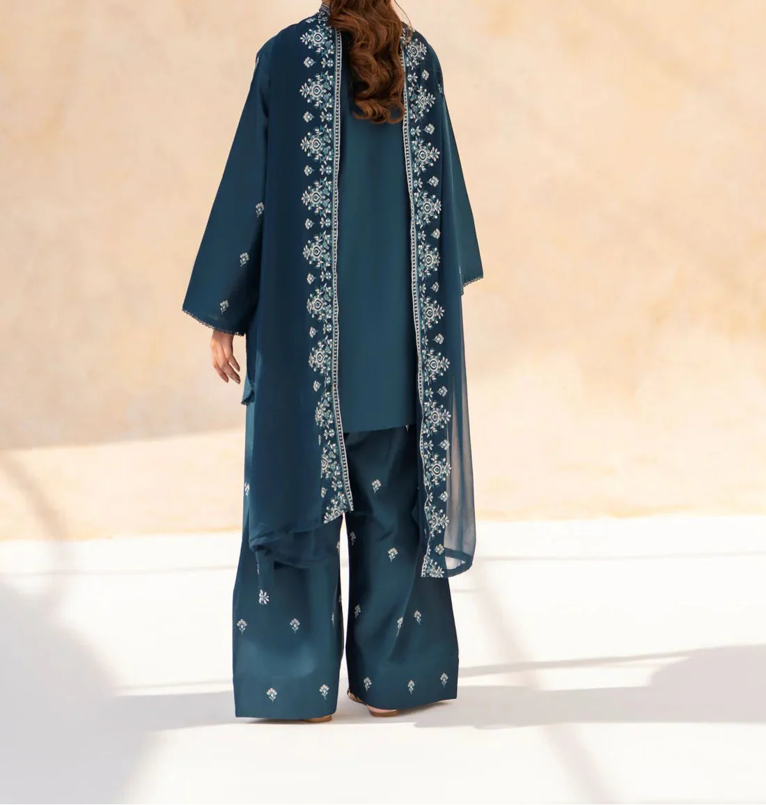 Grace Z-(S1434) - Stitched Embroidered 3pc Lawn Dress With Embroidered Chiffon Dupatta.