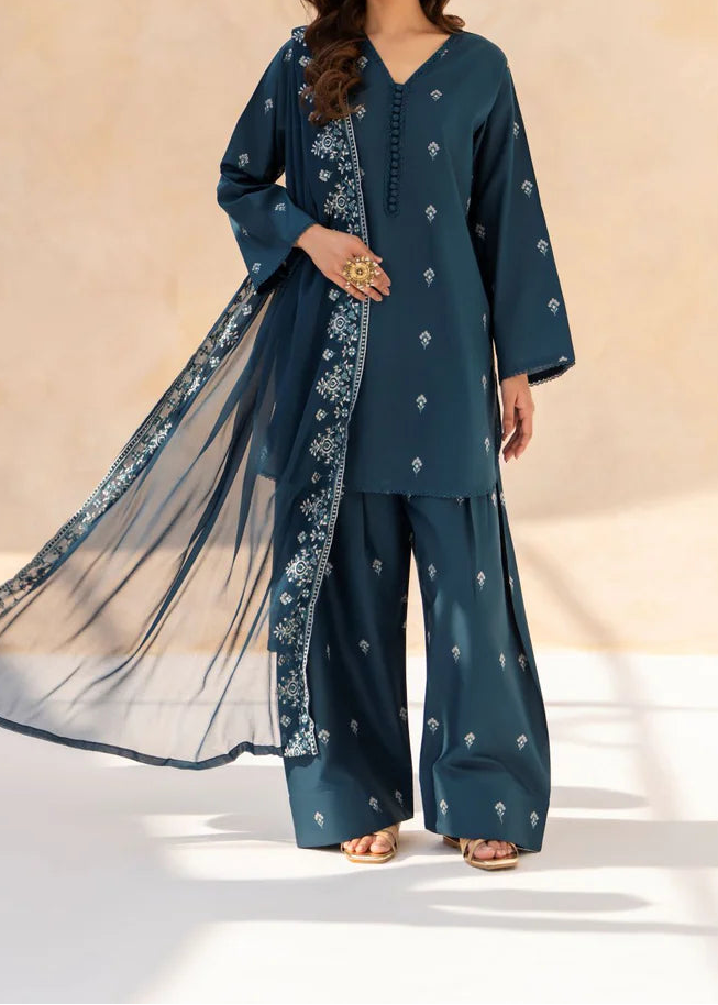 Grace S1434 - Embroidered 3pc Lawn Dress With Embroidered Chiffon Dupatta.