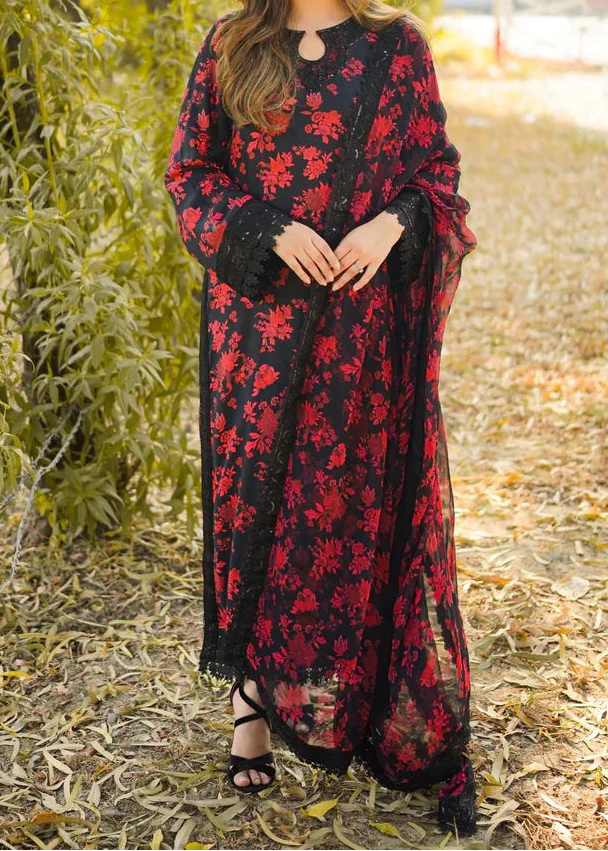 Grace S1298 - Printed &amp; Embroidered 3pc Lawn Dress With Embroidered Chiffon Dupatta.