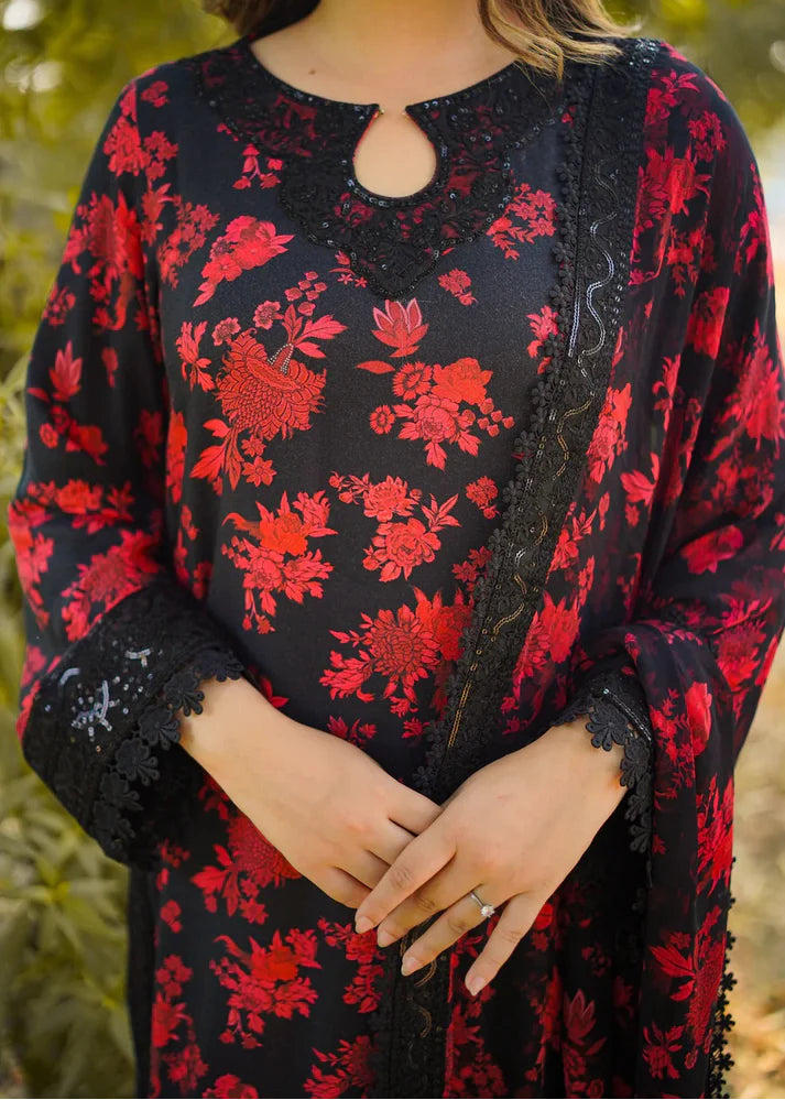 Grace S1298 - Printed & Embroidered 3pc Lawn Dress With Embroidered Chiffon Dupatta.