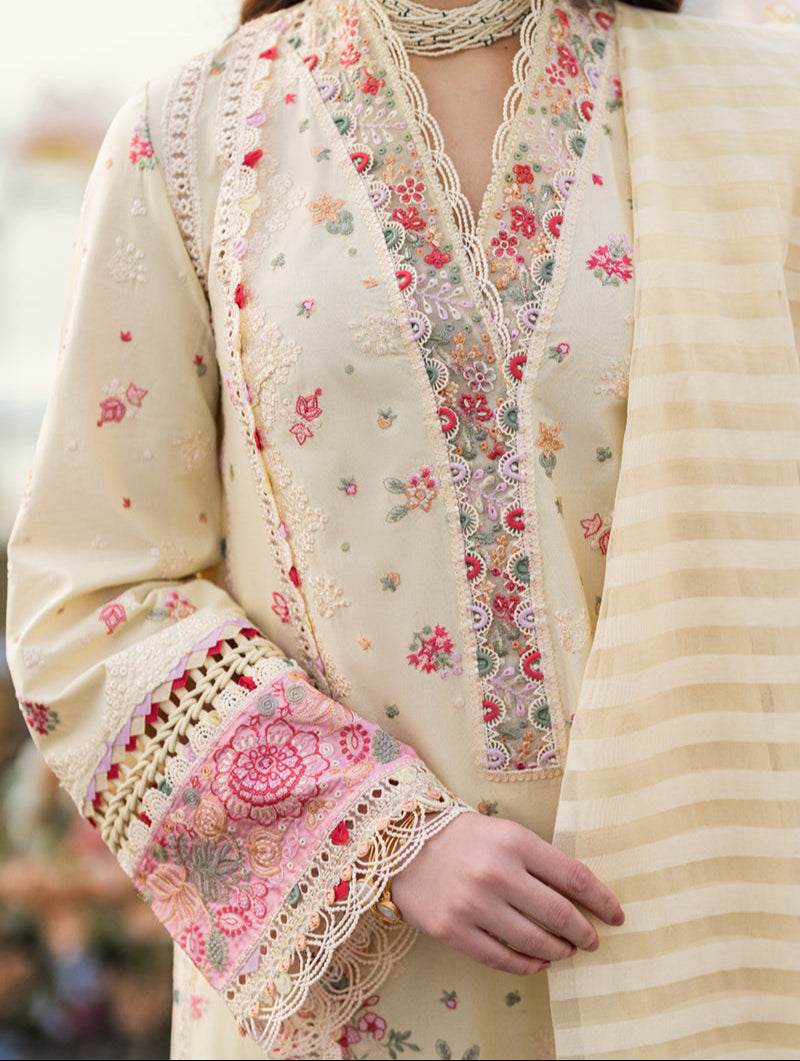 Grace S1242-Embroidered 3pc Lawn Dress With Embroidered Munar Dupatta.