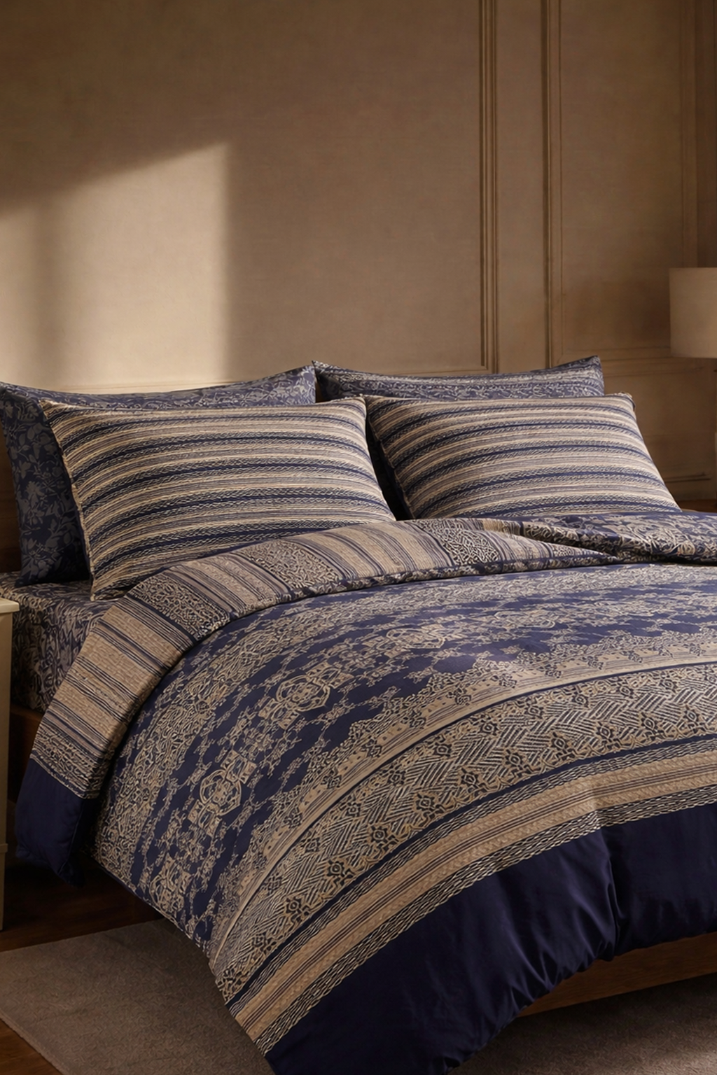 Navy Jacquard -FL719 - BedSheet Set