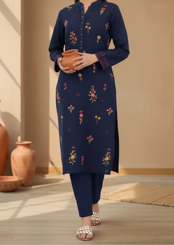 Grace W458-Embroidered 2pc khaddar dress