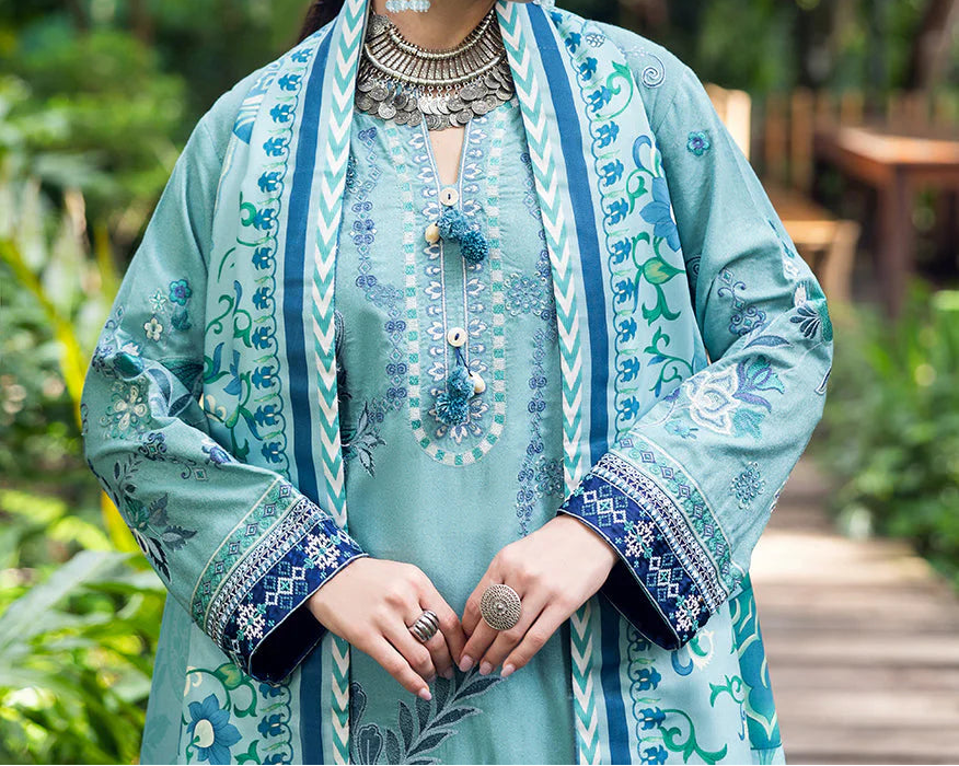 Grace S1445-Embroidered 3pc Lawn Dress With Printed Lawn Dupatta.