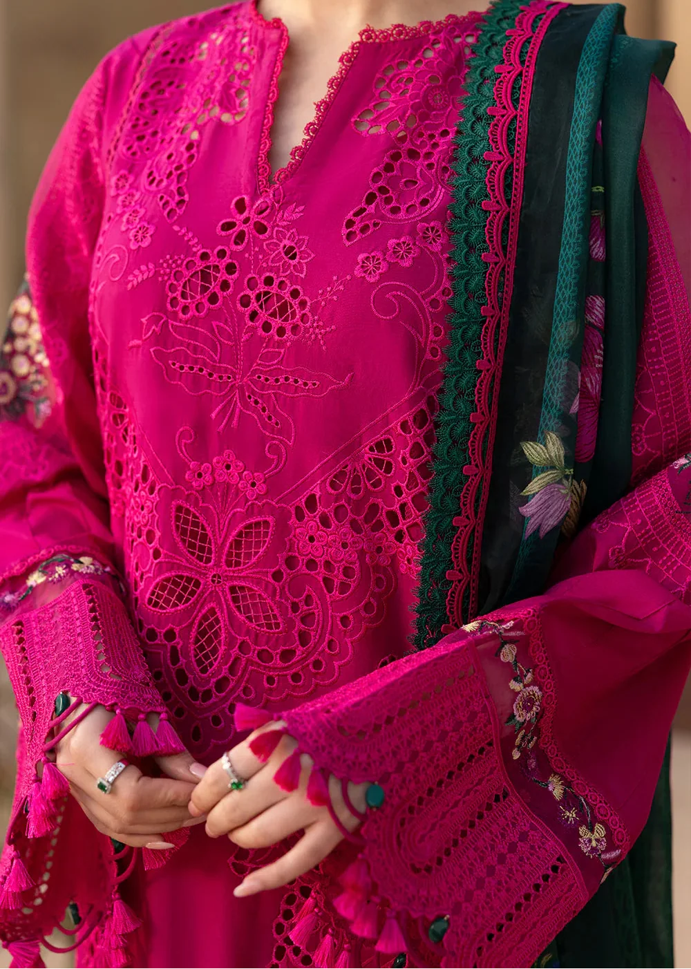 Grace Z-(S1511 ) - Stitched Embroidered 3pc CHIKANKARI Lawn Dress With Printed Lawn Dupatta.