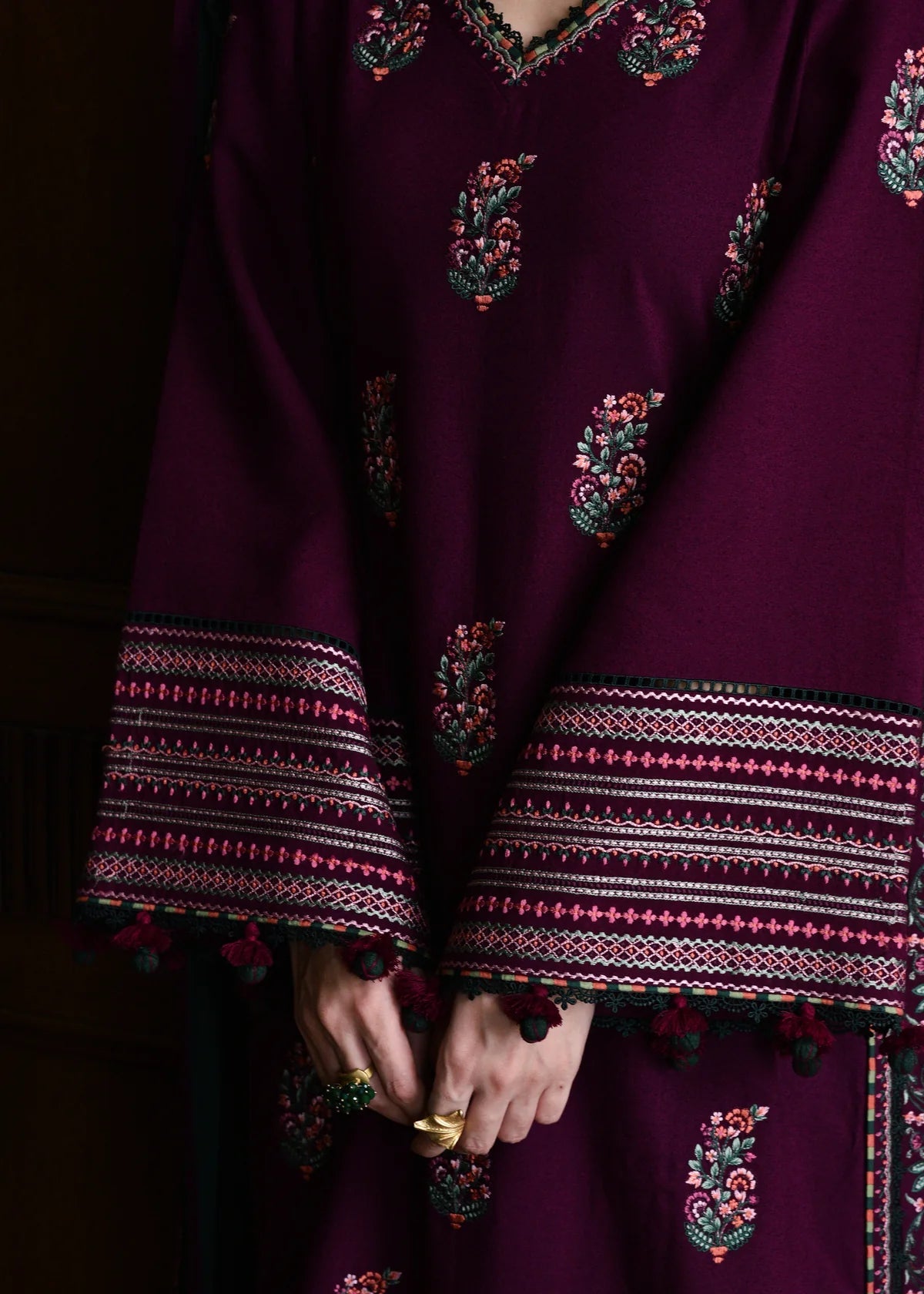 Grace W775 - Embroidered 3pc Marina Dress With Embroidered Marina Shawl.