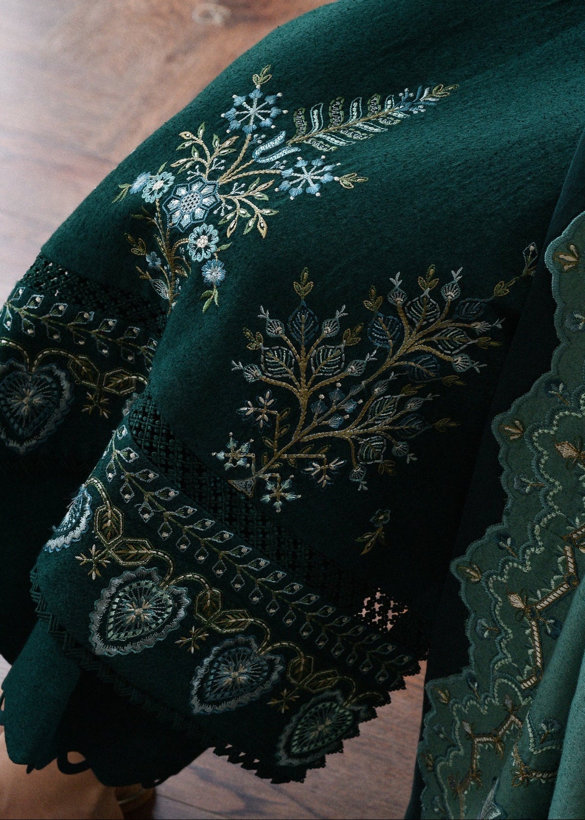 Grace W771 - Embroidered 3pc Marina Dress With Printed Shawl.