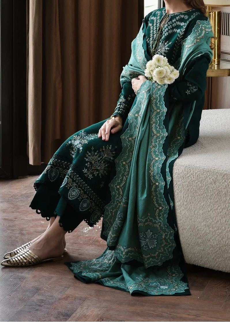 Grace W771 - Embroidered 3pc Marina Dress With Printed Shawl.