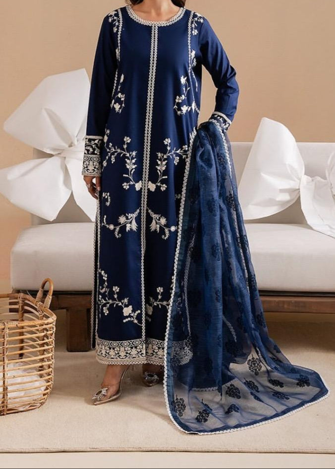Grace W767 - Embroidered 3pc Marina Dress With Printed Shawl.