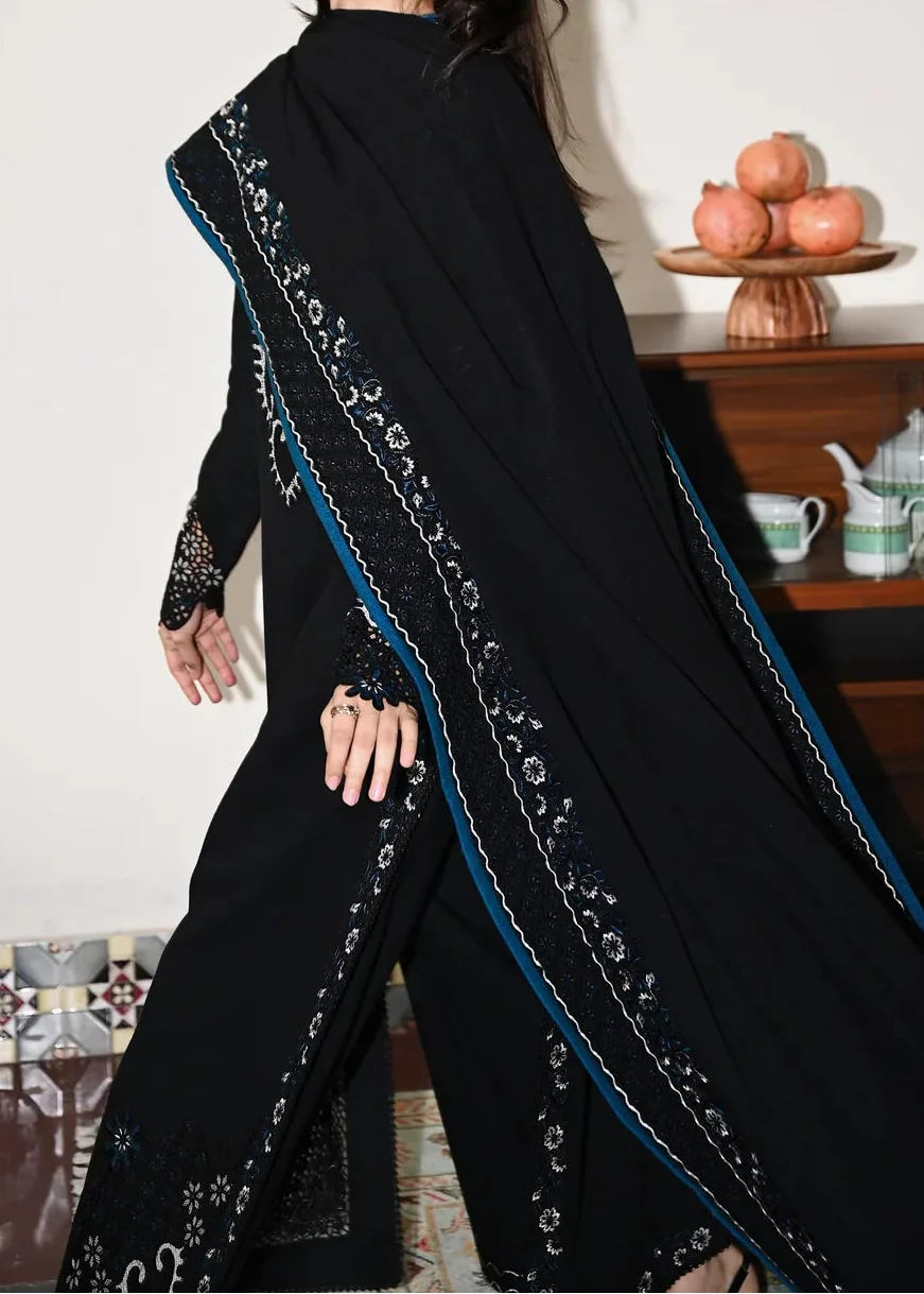 Grace Z-(W904) - Stitched Embroidered 3pc Marina Dress With Embroidered Marina Shawl.