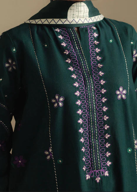 Grace Z-(W930) - Stitched Embroidered 3pc Marina Dress With Printed Shawl.