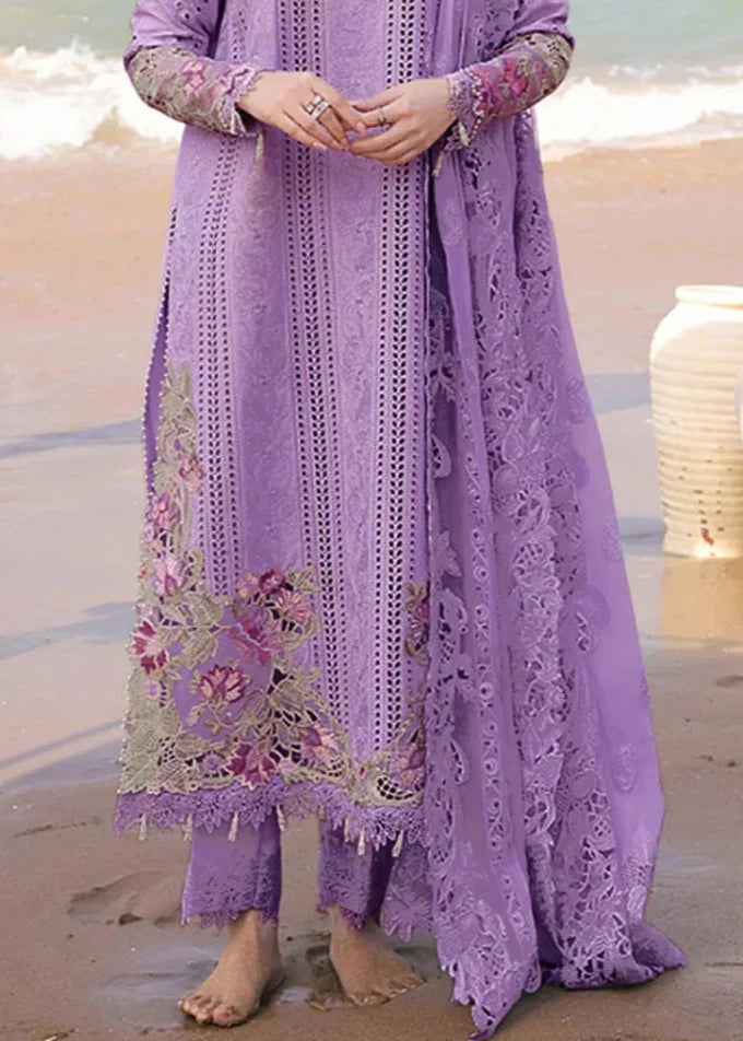 Grace Z-(W887) - Stitched Embroidered 3pc Chikankari Marina Dress With Embroidered Chiffon Dupatta.