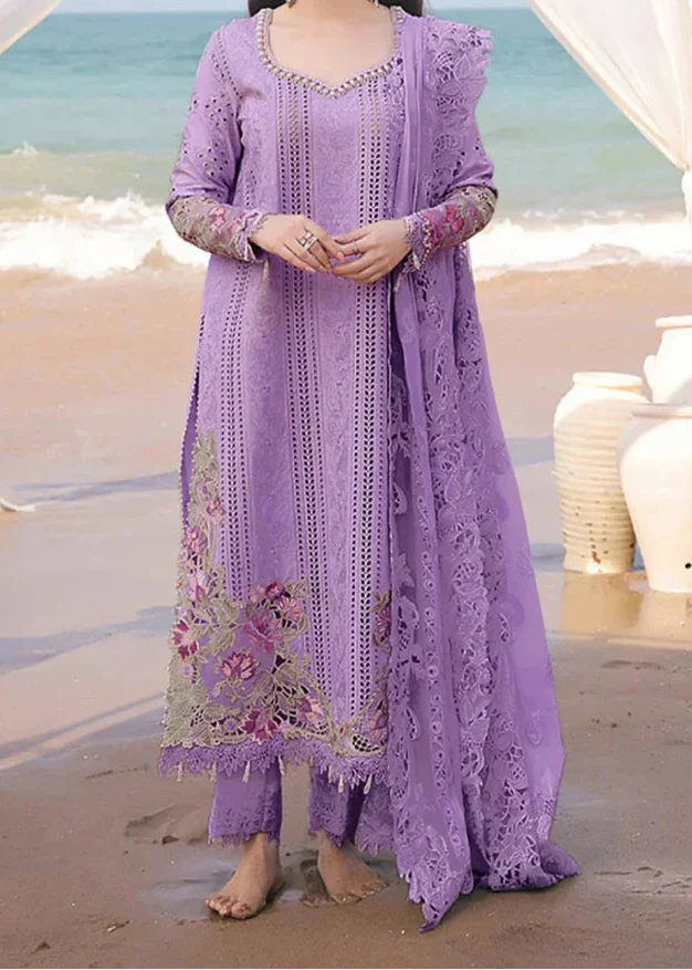 Grace Z-(W887) - Stitched Embroidered 3pc Chikankari Marina Dress With Embroidered Chiffon Dupatta.