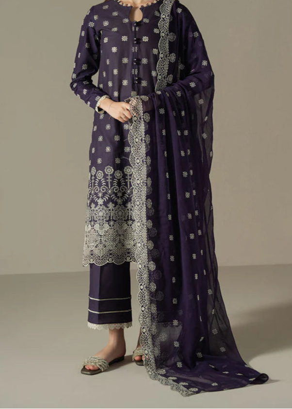 Grace S1223-Embroidered 3pc Lawn Dress With Embroidered Organza Dupatta.